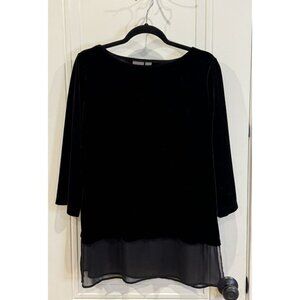 Velvet with Chiffon Hemline Travelers by Chicos Black Large EUC Holiday